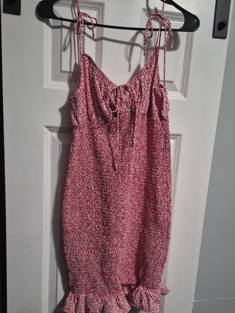 Tie-Strap Pink Smocked Sundress